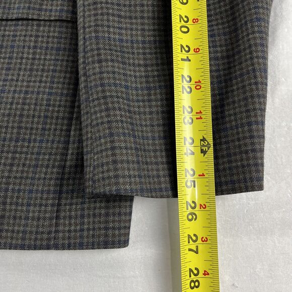 Stafford Essentials Blazer Mens 52R Gray Brown Blue Check With Elbow Patches - Picture 9 of 14